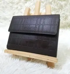 【極美品】BURBERRY 三つ折り財布 がま口 ノバチェック レザー ブラウン