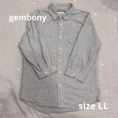 gembony グレー チェック柄 七分シャツ LL