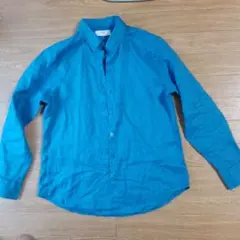 UNIQLO リネン100%麻長袖シャツ ブルー　Sサイズ　美品