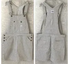 Lee ヒッコリー デニム オーバーオール サロペット スカート 白紺 L