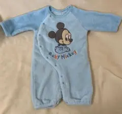 ロンパース　ミッキーマウス　ブルー　モコモコ　フリース　50〜60cm ベビー