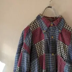 ノーティカ　NAUTICA パッチワークシャツ　シャツ　古着　/y4162