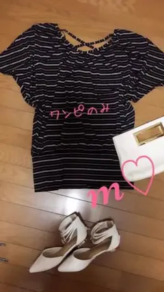 ボーダーワンピ(白×黒)♡