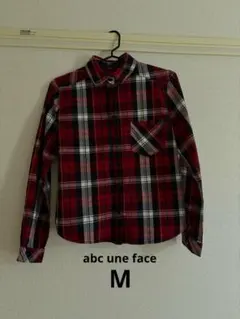 abc une face チェック柄 長袖シャツ レッド系 Mサイズ