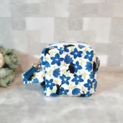 在庫整理　ねこ　ボックスポーチ　ミニポーチ　スクエアポーチ　花　青　黒猫