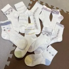 ホワイトソックス 10足セット メッシュタイプ薄手花柄ストライプ