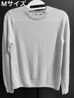 【美品】UNIQLO グレイ クルーネック　カシミヤ　セーター M カシミア