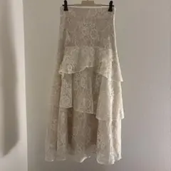 アイボリー レース フレアスカート 3層