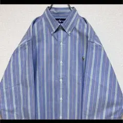 ラルフローレン BDシャツ 長袖 パープル ストライプ マルチポニー刺繍 L