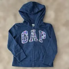 GAP スパンコールロゴ ジップアップパーカー ネイビー