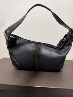 COACHブラックレザーショルダーバッグ