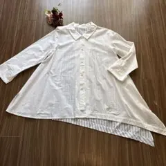 センソユニコ Cube-cube 立体モチーフ 刺繍 長袖シャツ ホワイト 