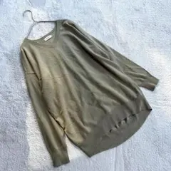 【レプシィム】（F）Ｖネックニット オリーブ チュニック 長袖 ゆったり