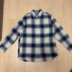 GU 青系チェック ネルシャツ Lサイズ