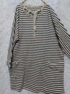 pual ce cin ピュアルセシン 長袖ボーダーチュニック 美品