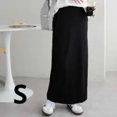 タグ付き DISCOATリブカットナロースカート黒 Sサイズのサムネイル