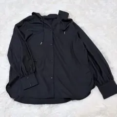 美品☆MK MICHEL KLEIN MKフード付きブラウス ブラック 38のサムネイル