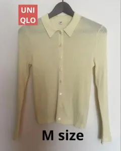 UNIQLO リブポロカーディガン　イエローM レディース