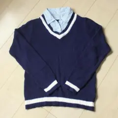 ネイビー　Vネックセーター / ニットベスト風