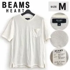BEAMS HEART Tシャツ Mサイズ ホワイト リーフ柄