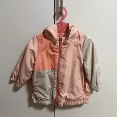 ピンク/ホワイト フード付きアウター 80cm ウィンドブレーカー