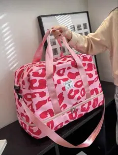 ボストンバッグ ピンク ヒョウ柄 旅行