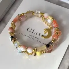 no.87 オレンジ　ピンク　イエロー　ゴールド二重ブレスレット