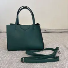 グリーンハンドバッグ 取り外し可能ストラップ付き