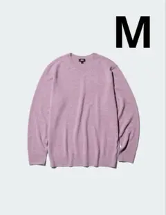ユニクロ カシミヤクルーネックセーター M パープル UNIQLO