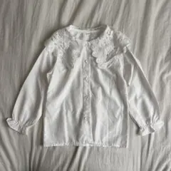 白シャツ レース襟 長袖シャツ 120 入学式 卒業式 女の子 白 シャツ