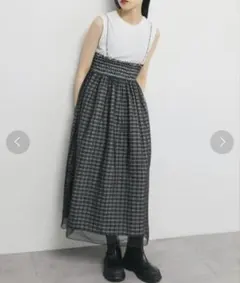 kbf チュールレイヤードチェックスカートのサムネイル