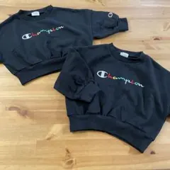 美品Champion ブラック クロップドトレーナー 90 95