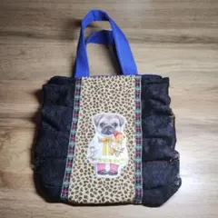 コヤンイサムチョンフリル付きト–トバッグ ヒョウ柄、オックス生地ギム&ジンコ