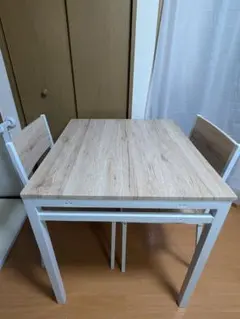 ダイニングテーブル ホワイトと木目調　2人用