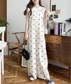 ドット柄 オーバーオール