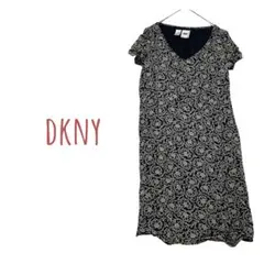 DKNY ワンピース 半袖 ひざ丈 総柄 ダナキャランニューヨーク