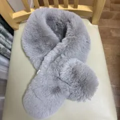 グレー ファーマフラー ポリエステル100%