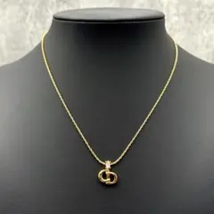 美品✨クリスチャンディオール CD ラインストーン ロゴ ゴールド ネックレス