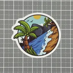 【A332】防水ステッカー ハワイ 海 ヤシの木 Hawaii
