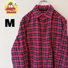 USA古着 ネルシャツ　M レッド　ブラック　チェック