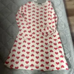 Moujonjon ハート柄 長袖ワンピース 140