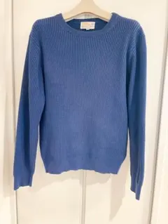 BEAUTY&YOUTH カシミヤ混 上質リブニット ブルー M クルーネック
