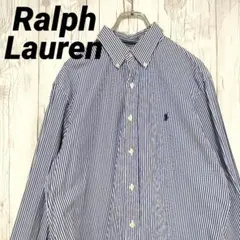 ラルフローレン ボタンダウンシャツ BDシャツ ストライプ 刺繍ロゴ L