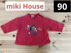 miki house 赤 クマプリント パッチワーク　トレーナー 90