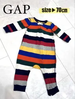 【GAP】 ストライプ ロンパース 70cm カバーオール 冬 秋 ベビー