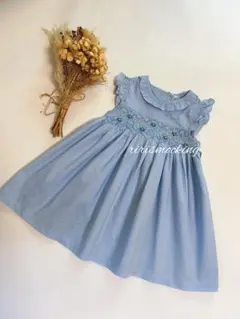 新品　水色　スモッキング　ワンピース　組曲　べべ　ファミリア　好き