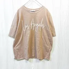 【人気】ZARA ザラ 3Dロゴ 刺繍 Tシャツ M ブラウン オーバーサイズ