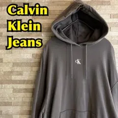 カルバンクラインジーンズ　ロングパーカー　センターロゴ　ビックプリント