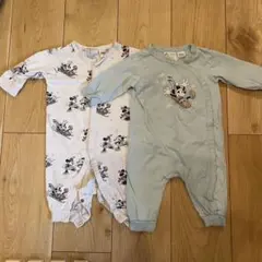 H&M ミッキーマウスロンパース2枚セット
