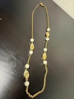 B981/GIVENCHY/シルバーxパール/パヴェ しずくクリスタルネックレス 